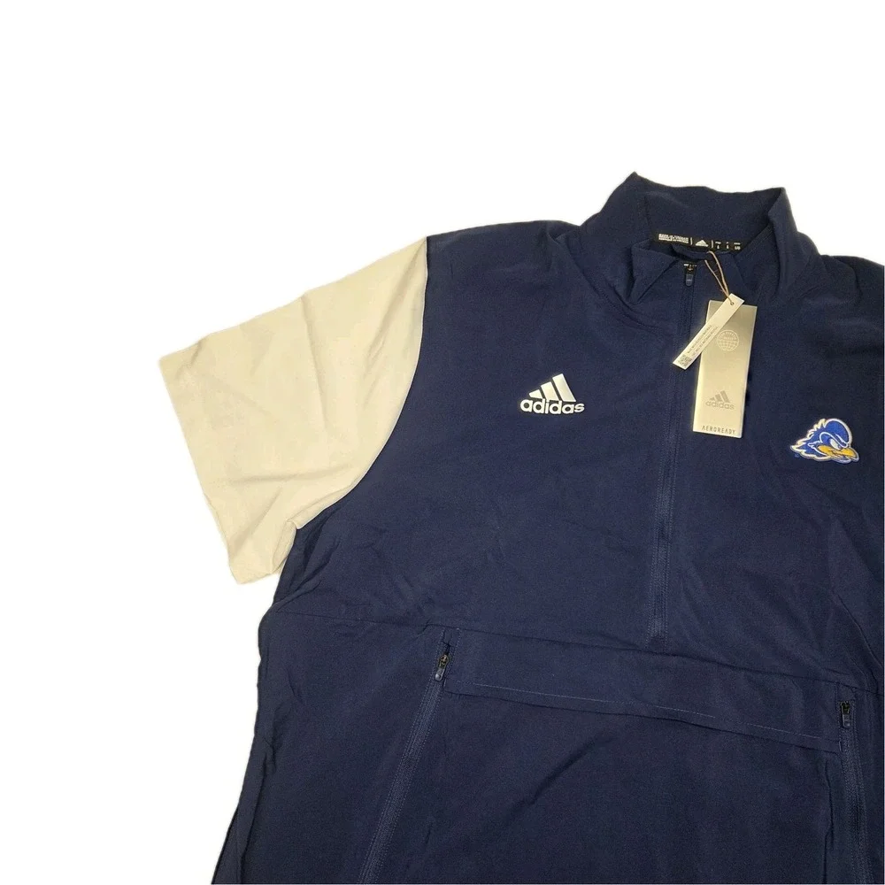 Delaware Blue Hens Adidas Stadium 1/4 Zip Men's Large SS Woven Team Navy‎ Blue
